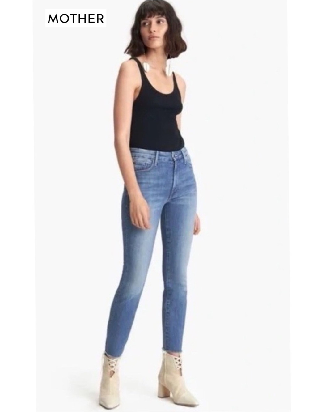 MOTHER High Waisted Looker Ankle Fray Jeans After the Heartbreak 28 High Rise - Picture 2 of 16